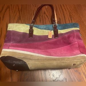 Coach Multicolor Suede Tote Bag